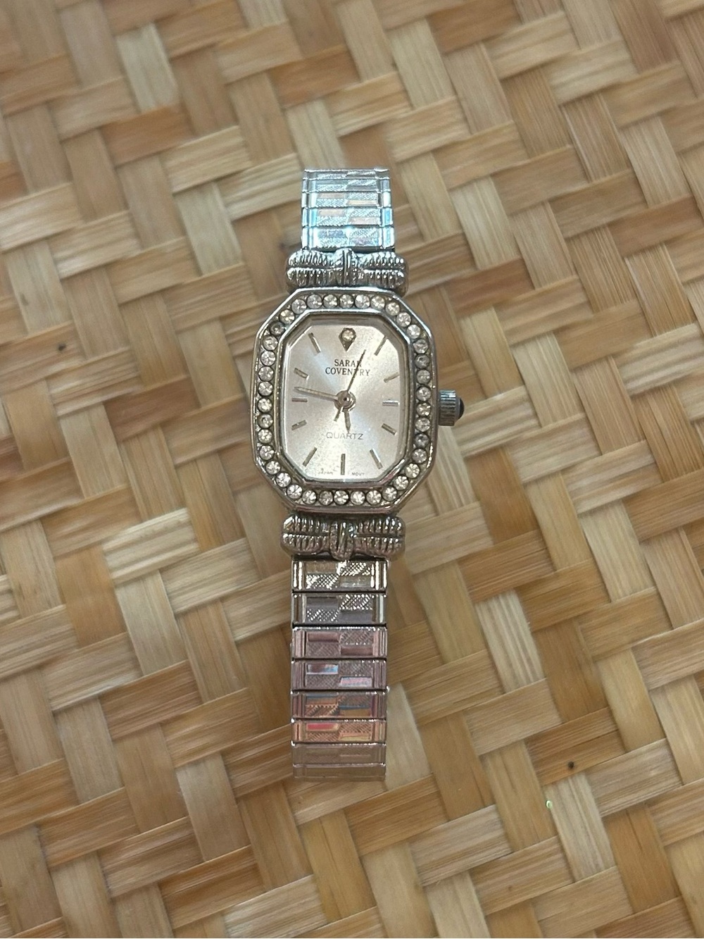 Vintage Sarah Coventry Silver Crystal-Trim Rhinestone Watch Bow